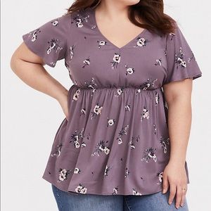 Torrid FLORAL CHALLIS BABYDOLL TOP
